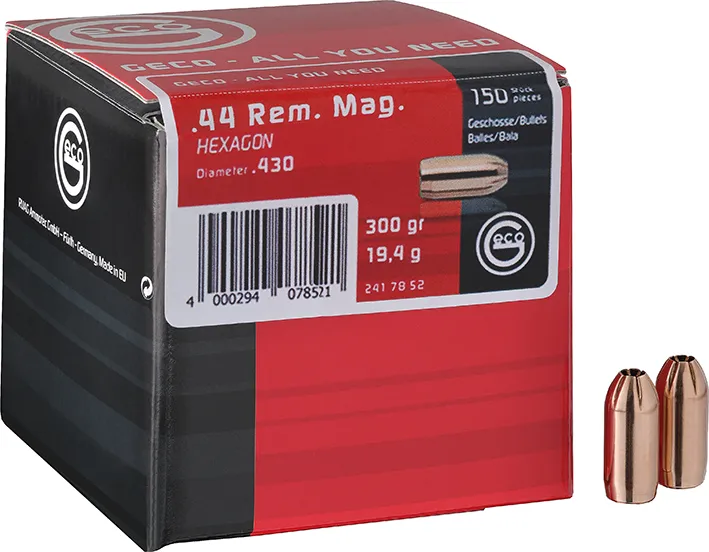150 GECO .431-300 HEXAGON GESCHOSSE 19,4 Gramm .44 Mag