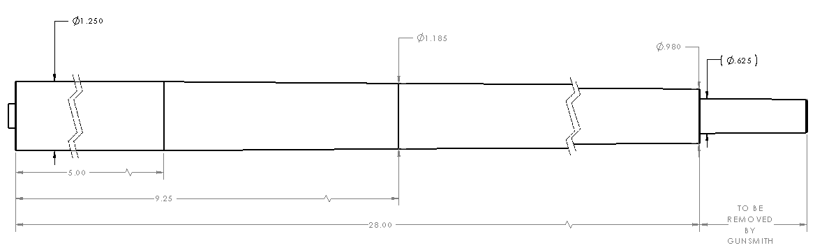 Lauf Proof Research .264 28'' ohne 28`` Länge, 8`` Drall,