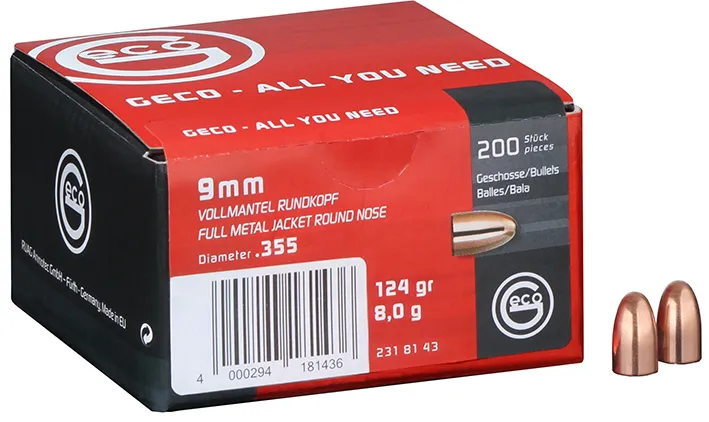 200 GECO .355-124 VM RUND GESCHOSSE 8,0 Gramm