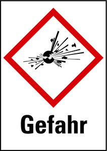 GEFAHRENSYMBOL 74x105mm Aufkleber platzende Bombe selbstklebend PVC