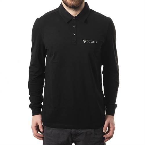 Victrix T-Shirt MAN POLOSHIRT LANG ARM FARBE: SCHWARZ