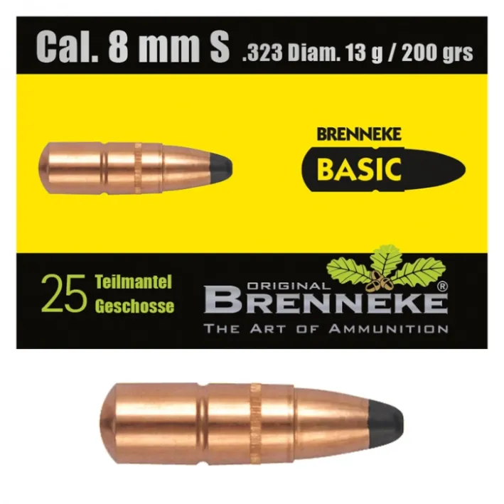 25 BRENNEKE BASIC 8mmS 13,0g 200 grs Geschosse Teilmantel