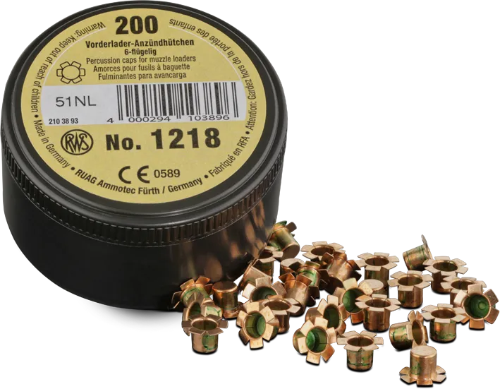 200 RWS ZÜNDER 1218 Vorderladerzündhütchen 5,90mm 6 flüglig