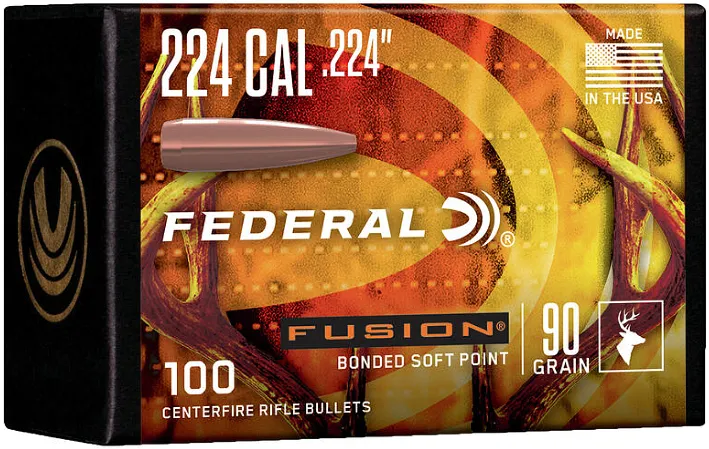 100 Federal .224 90grs Fusion SP Comp Geschosse