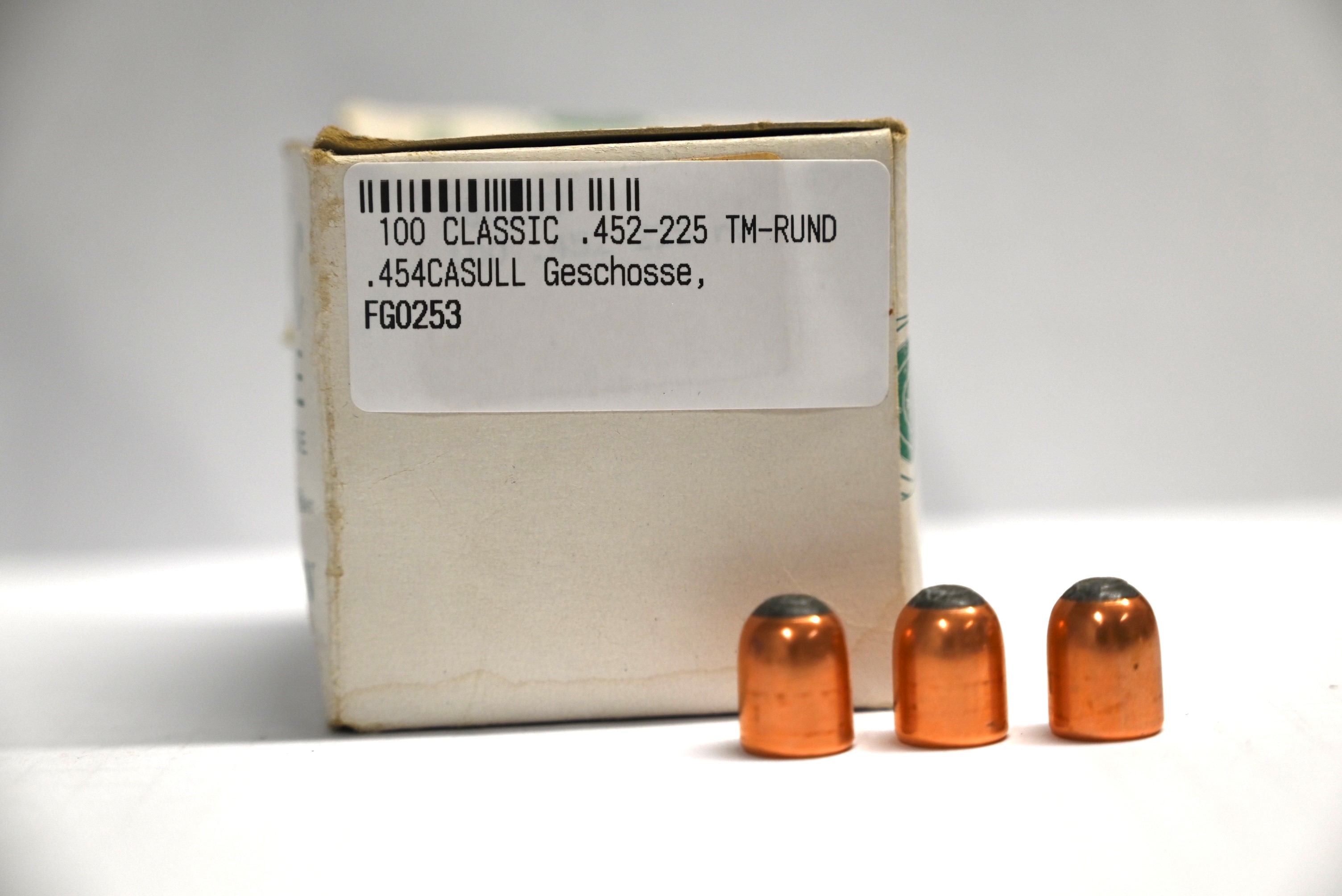 100 CLASSIC .452-225 TM-RUND .454CASULL Geschosse, Festauftrag