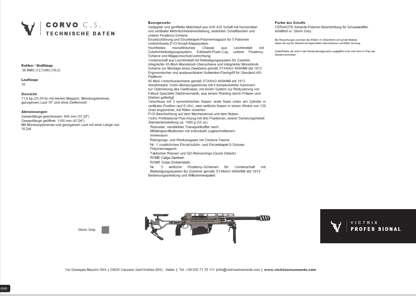 Rep.-Büchse Victrix Corvo CS .50BMG Lauflänge 18'' mit