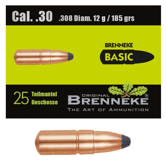 25 BRENNEKE BASIC .308 12.0g 185 grs Geschosse Teilmantel
