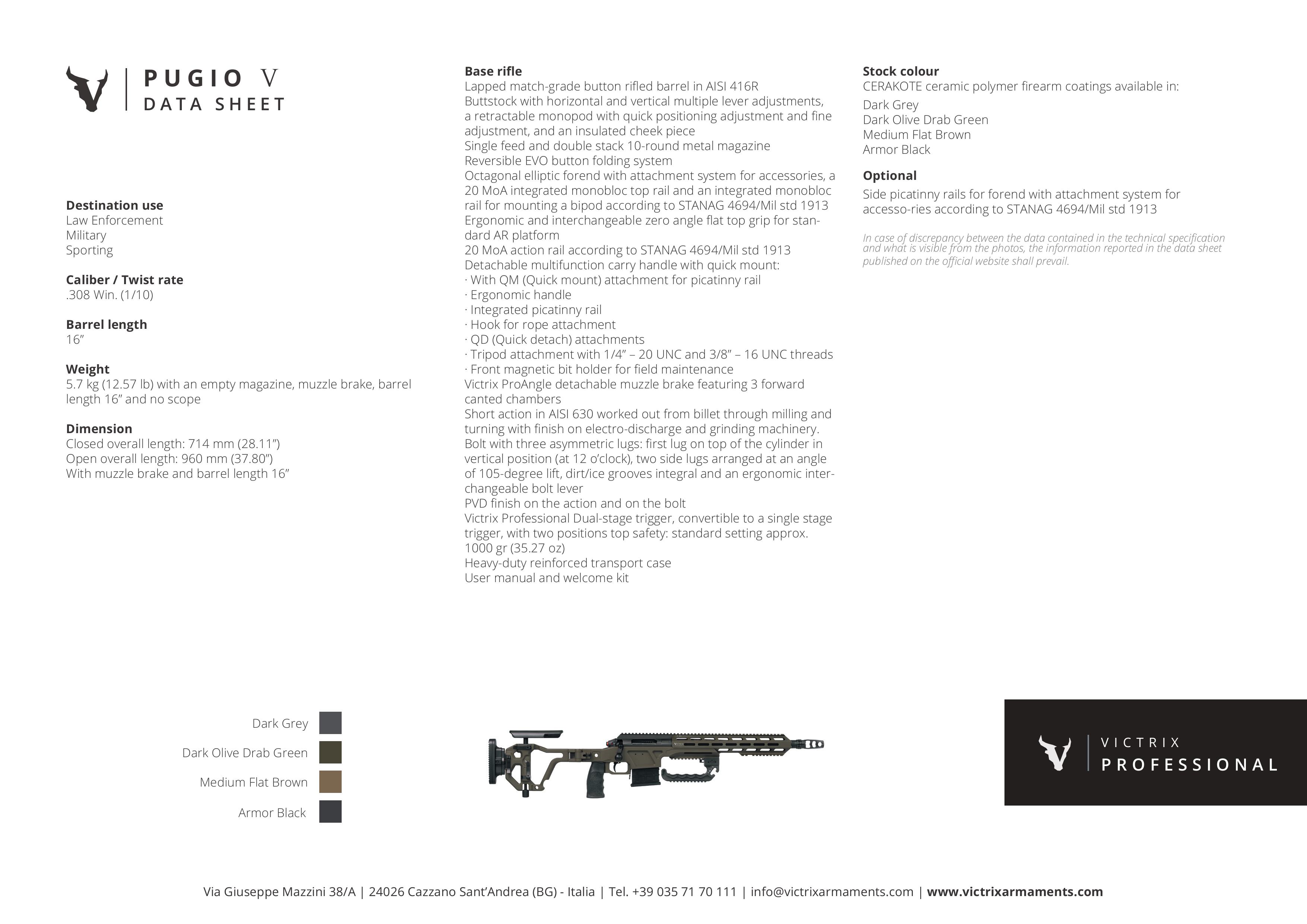 Rep.-Büchse Victrix Pugio V .308Win Lauflänge 16'', Drall 1-10''