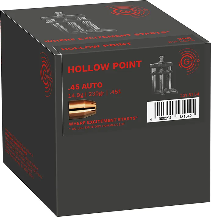 200 GECO .451-230 HOHLSPITZ GESCHOSSE 14,9 Gramm .45 ACP